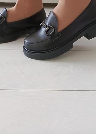 Туфли лоферы женские легкие черные маломерят5 фото