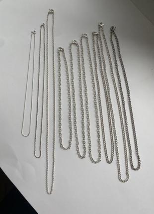 Срібні ланцюжки різне плетіння довгі короткі