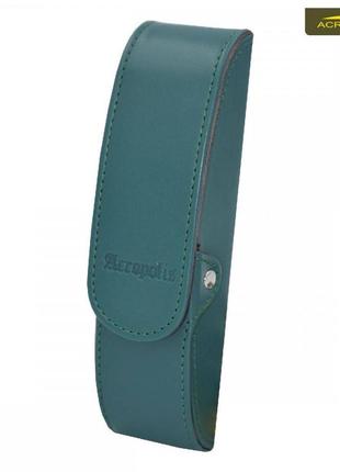 Футляр для медицинских очков "acropolis" львов, украина 50/48 ( натуральная кожа ) - зеленый матовый