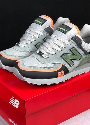 Чоловічі кросівки new balance 574 cordura grey orange нью беланс сірого з помаранчевим кольорів4 фото