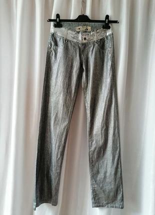 Блискучі джинси штани поясом з паєток кріплення для пояса з ланцюжків на кишеньках різні брелочки ви1 фото