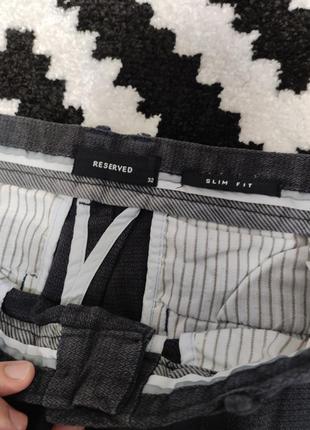 Брюки брюки мужские серые прямые зауженные повседневные reserved slim fit, размер m (w32)4 фото