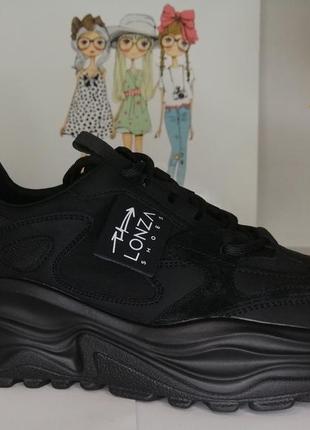 Кросівки жіночі демісезонні шкіряні чорні lonza