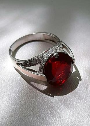 🫧 18 размер  кольцо серебро с золотом золото фианит красный
