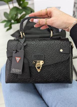 Черная стильная молодежная сумочка с ручкой брендовая модная маленькая сумка саквояж кросс-боди