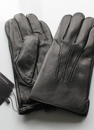 Мужские кожаные перчатки, подкладка махра3 фото