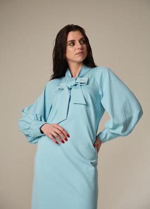 Жіноча сукня з бантом бірюзового кольору, розмір7 фото