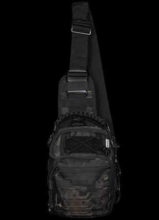 Тактична сумка adapt camotec multicam black, чоловіча сумка через плече, військова сумка чорна однолямкова
