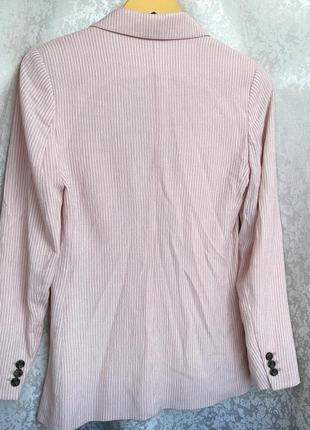 Стильный жакет h&m р. xs пиджак удлиненный розовый в полоску5 фото