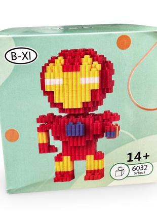 Конструктор для детей magic blocks "железный человек" на 578 деталей. конструктор супергерой 12 cм