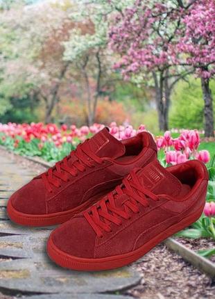 Красные замшевые кроссовки. puma suede classic сcasual emboss.  размер 37.1 фото
