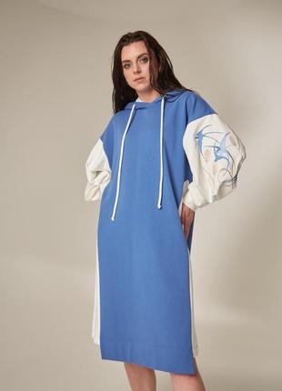 Платье женское оверсайз с капюшоном вишиванка