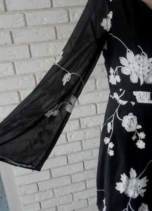 Шикарное шифоновое платье с вышивкой на подкладке, вышиванка 12/40 lipsy2 фото