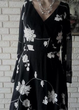 Шикарное шифоновое платье с вышивкой на подкладке, вышиванка 12/40 lipsy