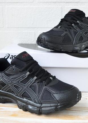 Asics gel-kahana 8 черных акс сетка кожаные кроссовки мужские весенние демисезонные демисезонные кожа