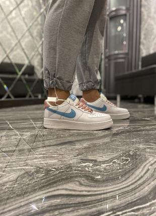 Nike air force 1 low white blue3 фото