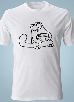 Женская футболка с принтом  simon`s cat с тарелкой. xxl