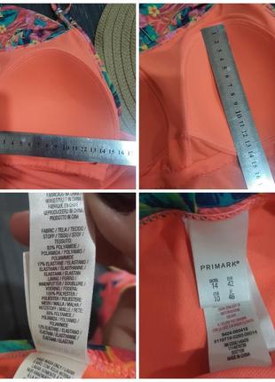 Яркий цельный купальник в тропический принт с воланами primark l-xl/12-14🍒5 фото