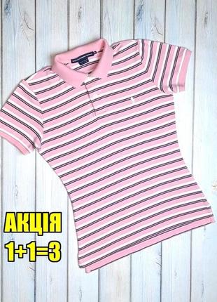 🤩1+1=3 брендовая розовая футболка поло из хлопка в полоску ralph lauren, размер 46 - 48