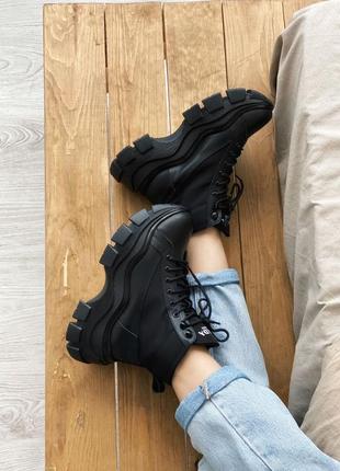 Ботинки prada milano sneakers block triple black черевики