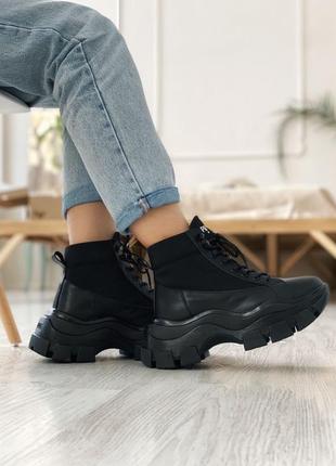 Ботинки prada milano sneakers block triple black черевики4 фото