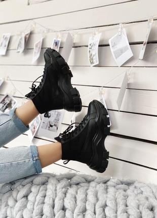 Ботинки prada milano sneakers block triple black черевики5 фото