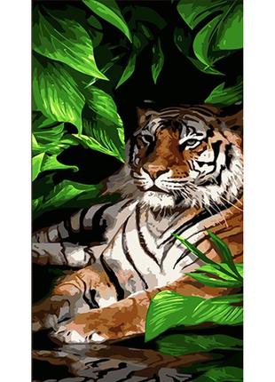 Картина за номерами тигр в листі 50х25см, термопакет, ww221