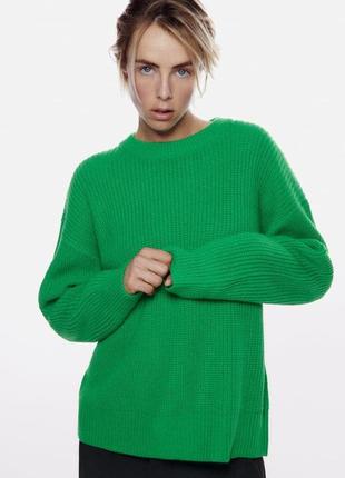 Яркий женский зеленый свитер от zara1 фото