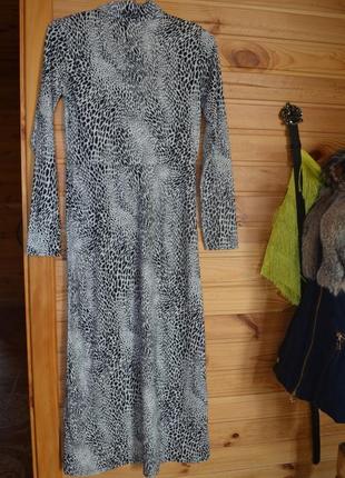 Натуральное леопардовое платье магазина asos, разрез, платье гольф, код 018 фото