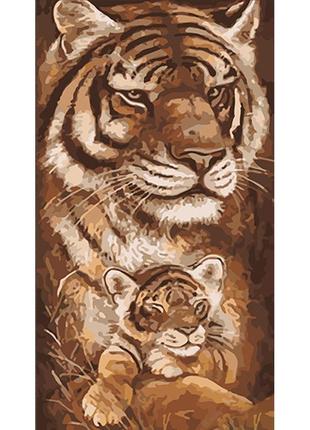 Картина по номерам тигрёнок с мамой 50х25см, термопакет, стратег, ww232