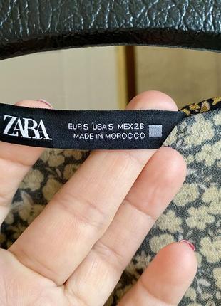 Платье zara короткое 100% вискоза в цветы рукав фонариком7 фото