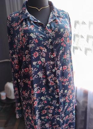 Платье - длинная рубашка цветочный прин батал8 фото