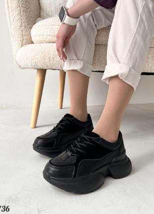 Sale! женские черные кожаные замшевые кроссовки натуральная кожа замша весна осень2 фото