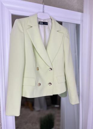 Zara укороченый пиджак жакет блейзер5 фото