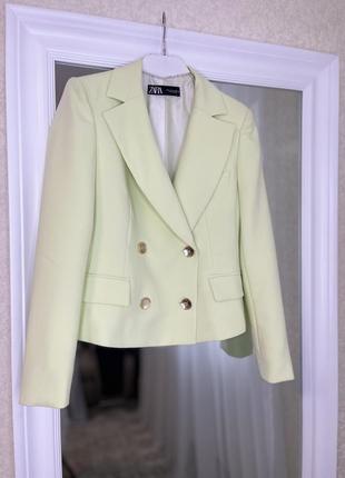 Zara укороченый пиджак жакет блейзер6 фото
