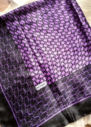 Платок шарф косынка большой фиолетовый с черным kevser, набивной рисунок,геометрический2 фото