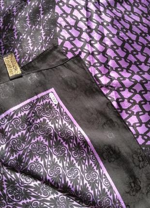 Платок шарф косынка большой фиолетовый с черным kevser, набивной рисунок,геометрический5 фото
