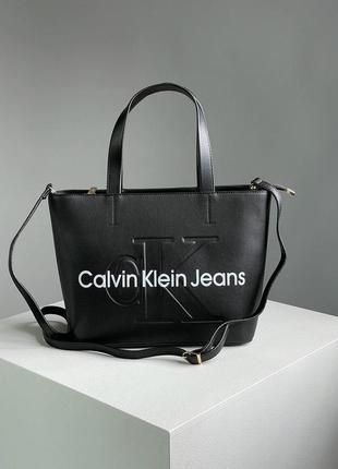 Жіноча сумка-шопер  calvin klein tote bag black велика сумка