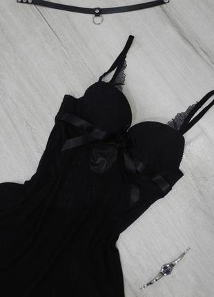 Шикарный черный кружевной сетчатый пенюар 34a 75a с пуш-ап от бренда censored 💖9 фото