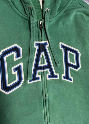 Зеленая худи кофта мужская с большим логотипом gap (оригинал)4 фото