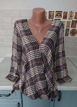 Красивая блуза в клетку р.44/46/48 блузка кофта