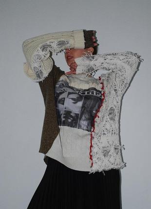Стильный дизайнерский свитер из шерсти ягненка и мериноса2 фото