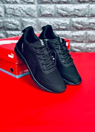 Puma кроссовки подростковые/ мужские сеточки черные размеры 36-45