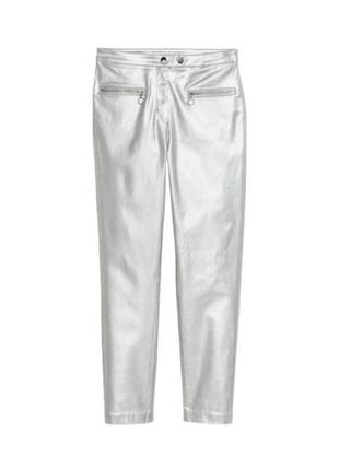 Новые серебристые блестящие брюки2 фото