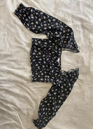 Льняная блузка кроп h&amp;m