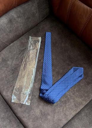 Шовковий краватка галстук синій у квітку1 фото
