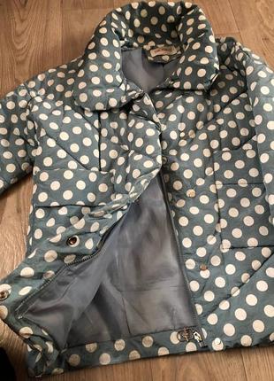Куртка курточка размер s-m горошек горох демисезонная синтепон пальто стеганая4 фото