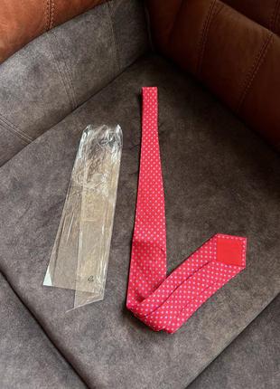 Шелковый галстук галстук красный в голубой цветок1 фото