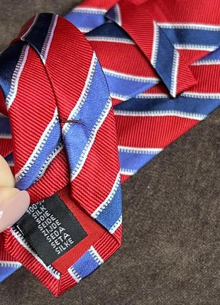 Шелковый галстук галстук красный в голубую полоску2 фото