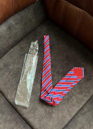 Шовковий краватка галстук червоний  у блакитну смужку
